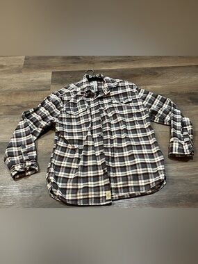 Jachs Men's Casual Plaid Button Down Shirt in Brown and White